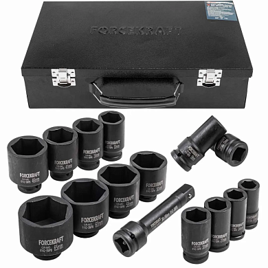 Набор ударных головок глубоких 17-65 мм 3/4'' 6-гр 14 пр ForceKraft FK-6142-5MPB