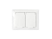 Розетка 2-ая (cкрытая, с/з, брызг. защ.) белая, Стиль, (Установка в одноместную коробку) Bylectrica РС16-400
