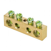 Шина PEN "ноль-земля" (6х9мм) 4 отверстия латунь крепеж по центру розничный стикер EKF PROxima sn0-63-04-r