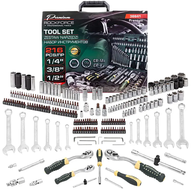 Набор инструментов 216 пр 1/4''&3/8''&1/2'', 6-гр&12-гр RockForce RF-38841 Premium