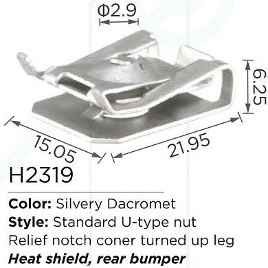 Клипса для крепления внутренней обшивки а/м Тойота, металл., 100 шт Forsage H2319(Toyota)