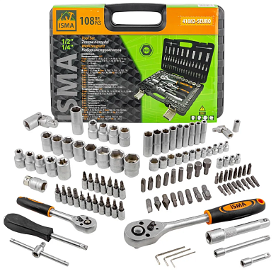 Набор инструментов 108 пр 1/4''&1/2'' 6-гр ISMA ISMA-41082-5EURO