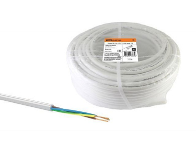 Провод ПВС 3х0,75, бухта 100 м белый TDM SQ0118-0037