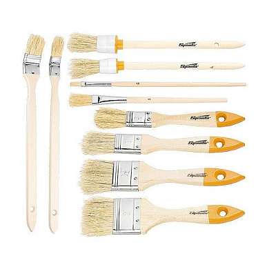 Набор кистей, 10 шт, плоские 3/4''-2''; круглые №2, 4; радиаторные 1'', 1,5''; для масляной краски №2, 6 Sparta 841155