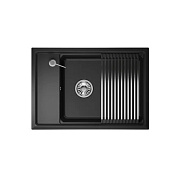 Мойка кварц, прямоугольная одночашевая, KS-7305, 730*510мм, черный металлик, на столешницу, Granula 119258