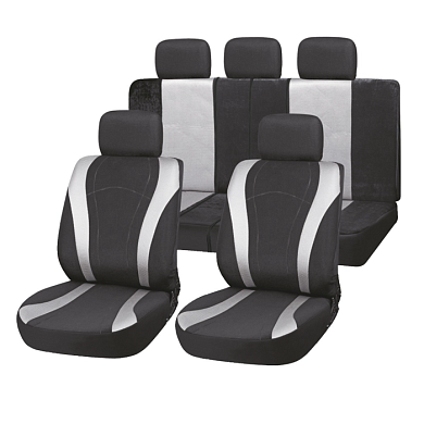 Чехлы сиденья Forsage полиэстер/сетка 9 предм. черно/серый SKYWAY S01301130
