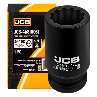 Головка ударная глубокая 31 мм 12-гр 3/4'' JCB JCB-46810031