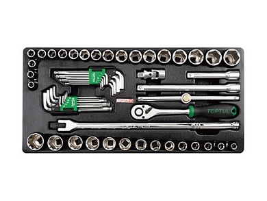 Набор головок с принадлежностями 57 пр. в ложементе Toptul GZC-5702