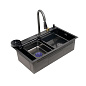 Мойка нерж. сталь, прямоугольная одночашевая со смесителем, 750*450мм, графит, PVD покрытие, (3,2мм) AKS 106651