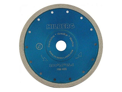 Алмазный круг 200х25,4/22,23 мм по керамике сплошн.ультратонкий X-Turbo HILBERG HM405