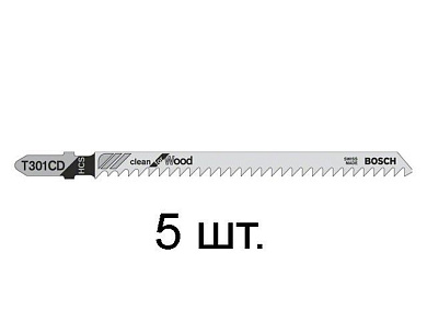 Пилка для лобзика T 301 CD Clean for Wood 5 шт. BOSCH (2608637590)