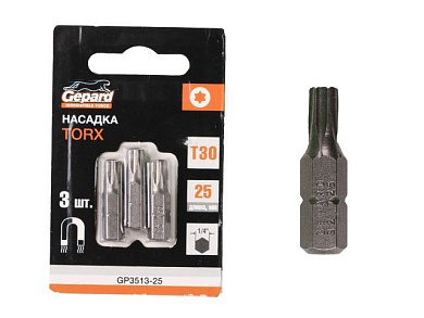 Бита TORX T30 25 мм. 3 шт. Gepard GP3513-25