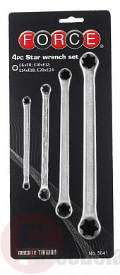 Набор накидных ключей Е-профиль (Torx) Е6-Е24 4 пр. Force 5041