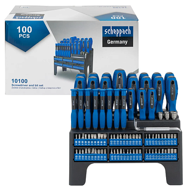 Набор отверток PH, PZ,,SL, Totx, Hex, Square, и бит 100 пр 1/4'' Scheppach Sch-10100