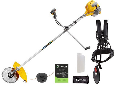 Мотокоса MSG-192 с пильным диском и головкой 1.90 кВт, 51.7 см3, диск 255х25.4 мм, 40 зуб., ремень двухлямочный GUNTER MSG-192