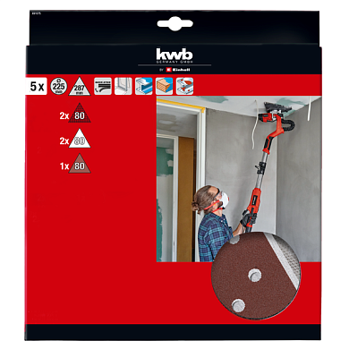 Шлифовальный лист 287×287×287 мм, сетка/лента, P80, P120, 5 шт, KWB 49491075