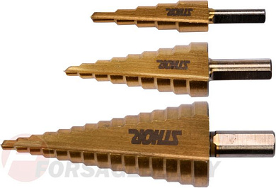 Набор ступенчатых сверл по металлу 3 пр. 4-12, 4-20, 4-32 мм Sthor 22616