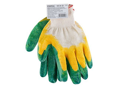 Перчатки х/б, латексное покрытие двойной облив, 13 класс STARTUL ST7196