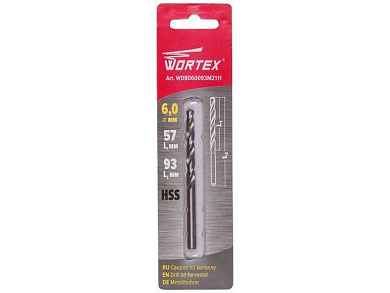 Сверло по металлу ц/х 6.0х57х93 мм HSS WORTEX WDB060093M2111