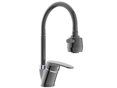 Смеситель для кухни D35, серия 690 черный, высота излива - 249 мм, длина излива - 225 мм излив гибкий, двухрежимный. ECONOCE EC0691BL