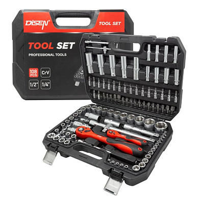 Набор инструментов 108 пр. 1/4''&1/2'' 6-гр. DISEN DS-41082-5