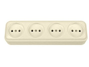 Розетка 4-ая (открытая, б/з) бежевая, Вариант, Bylectrica РА16-0181 бежевый