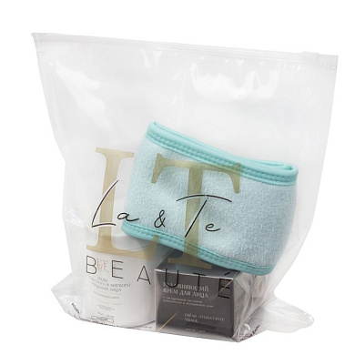 Набор, ПЭДЫ, 60 шт LT-1909, увлажняющий крем для лица 50 мл LT-1862, повязка на голову на липучке, бирюзовая La and Te beaute LT-38