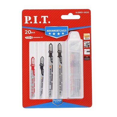 Набор пилок для лобзиков ADVANCE 20 шт, дерево/металл/фигурный рез, блистер PIT AJSB01-0020