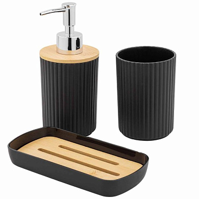 Набор для ванной комнаты 3 пр., дозатор для мыла, подставка для зубных щеток, лоток для аксессуаров La and Te beaute LT-BSP-7BK