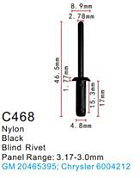 Клипса для крепления внутренней обшивки а/м Крайслер пластиковая, 100шт Forsage клипса C0468(Chrysler)