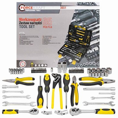 Набор инструментов 65 пр. 1/4''&3/8'' 6-гр. ForceKraft FK-3651