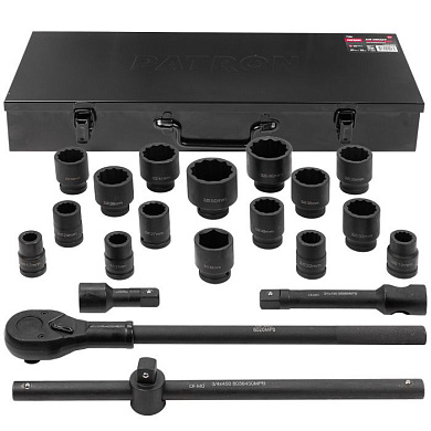 Набор инструментов ударных 21 пр, 3/4'' 12-гр. PATRON P-6212-9MPB