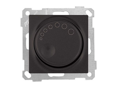 Выключатель поворотный, диммер, скрытый, без рамки, винт. зажим, 600Вт, черный, DARIA, 220VAC, 60 - 600VA, 50 Hz, IP20, Mutlusan 21004400284