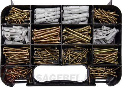 Набор шурупов с набором пластмассовых дюбелей 260 пр. Vorel 24110