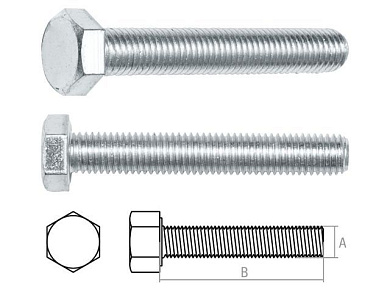 Болт М24х160 мм шестигр., цинк, кл.пр. 5.8, DIN 933 Starfix SMP-31613-1