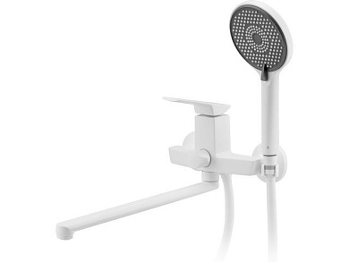 Смеситель для ванны Lt D35, серия Lily белый, на стену, длинный поворотный L-излив A-five A5-1333