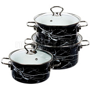 Набор кастрюьЧерный мрамор-1-ЭЛИТ, 1, 1.5, 2,3 Керченский металлургический завод 51915-ЧЁРНЫЙ МРАМОР