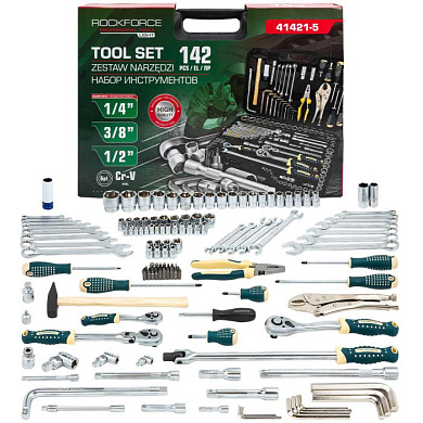 Набор инструментов 142 пр. 1/4"&3/8"&1/2", 6-гр. RockForce RF LIGHT-41421-5