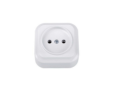 Розетка 1-ая (открытая, б/з) белая, Вариант, Bylectrica РА16-0101