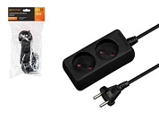 Удлинитель 3 м, 2 роз., 2,2кВт, б/з, ПВС 2х0,75, черный, Юпитер JP8101-29