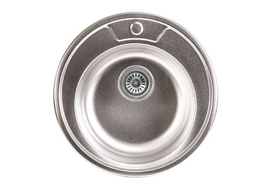 Мойка нерж. сталь, круглая одночашевая, d510мм, декорированный хром, врезная (0,8мм) AKS 10990