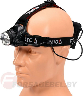 Фонарик налобный 10W, 450lm, 6V, 4хAA, zoom Yato YT-08591