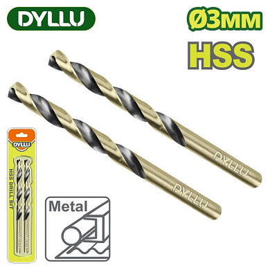Сверло по металлу HSS 3 мм DYLLU DTTD1K03 2 шт