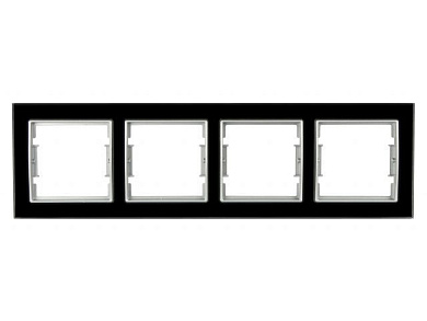 Рамка 4-ая горизонтальная черное стекло ELITRA, Mutlusan 2170 814 1492