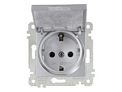 Розетка 1-ая, скрытая без рамки с/з с крышкой, серебро RITA Mutlusan 2200 610 0282