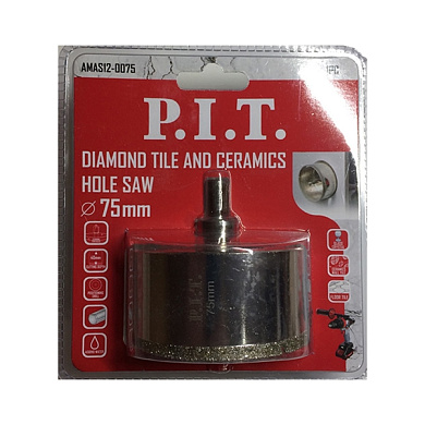 Коронка алмазная по керамике 75x70 мм PIT AMAS12-0075