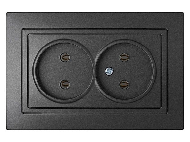 Розетка 2-ая (скрытая, б/з) графит, Уют, Bylectrica РС16-343гр