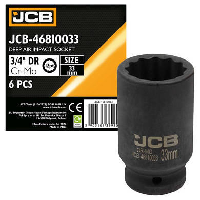 Головка ударная глубокая 3/4'', 24 мм, 12-гр. JCB JCB-46810024