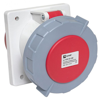 Розетка стационарная внутренняя угловая 4342 3Р+РЕ 63А 380В IP67 EKF PROxima ps-4342-63-380