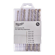 Набор буров SDS-PLUS CONTRACTOR ф. 5/6/8х110, ф. 6/8/10/12х160 мм (7 шт.) Milwaukee 4932471244